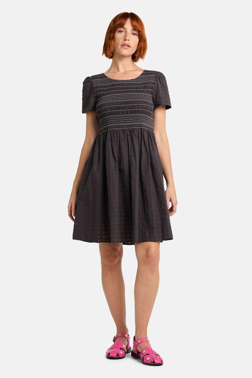 Ready Check Shirring Dress - Image 2