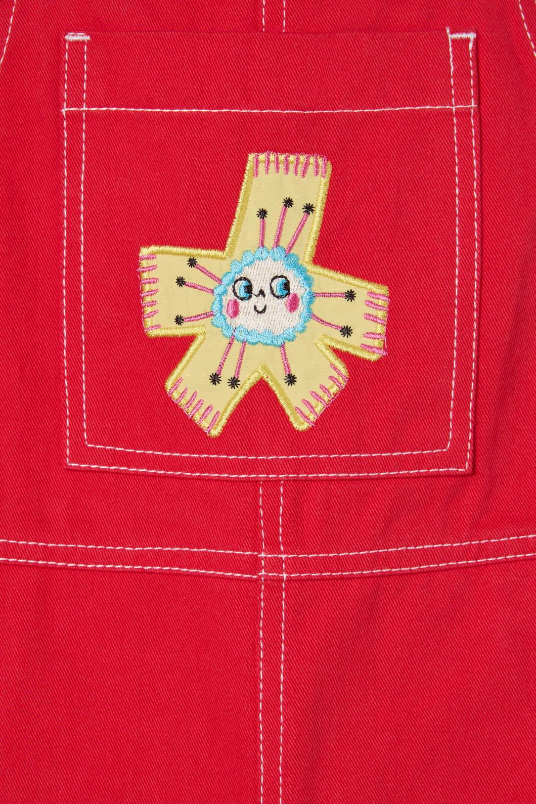 Red Floral Kids Overalls - Image 5