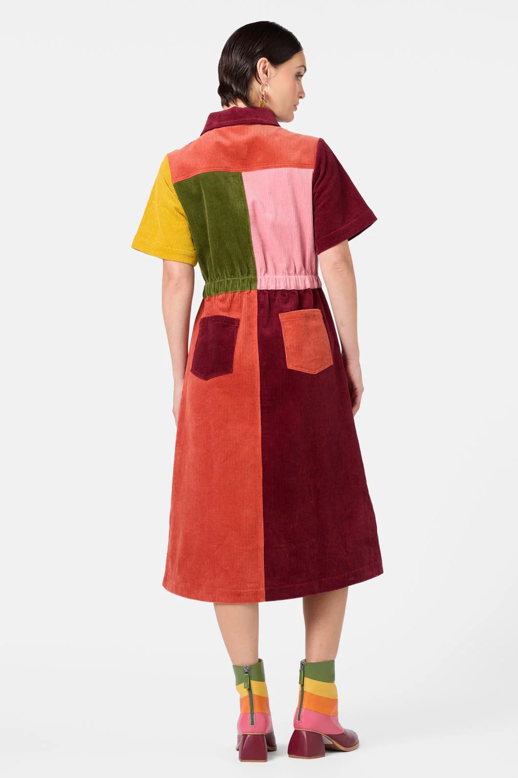 Retro Spliced Corduroy Dress - Image 4