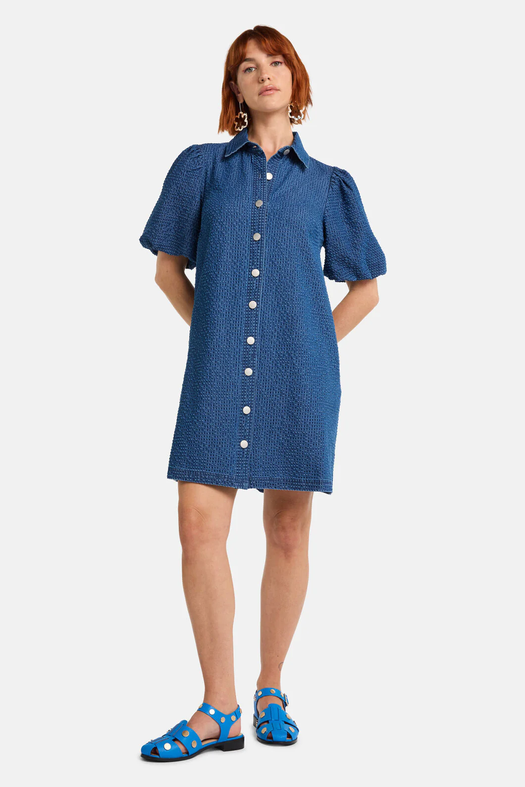Seersucker Denim Dress - Image 3