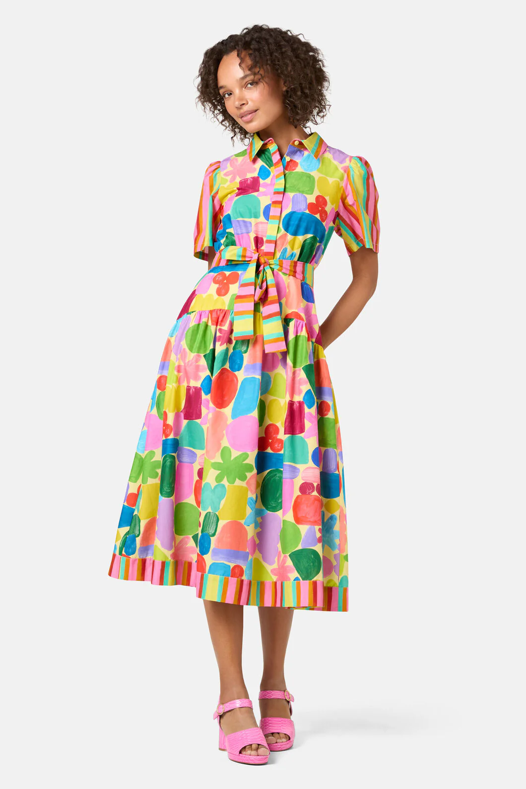 Stamp Your Feet Print Shirt Dress - Image 3