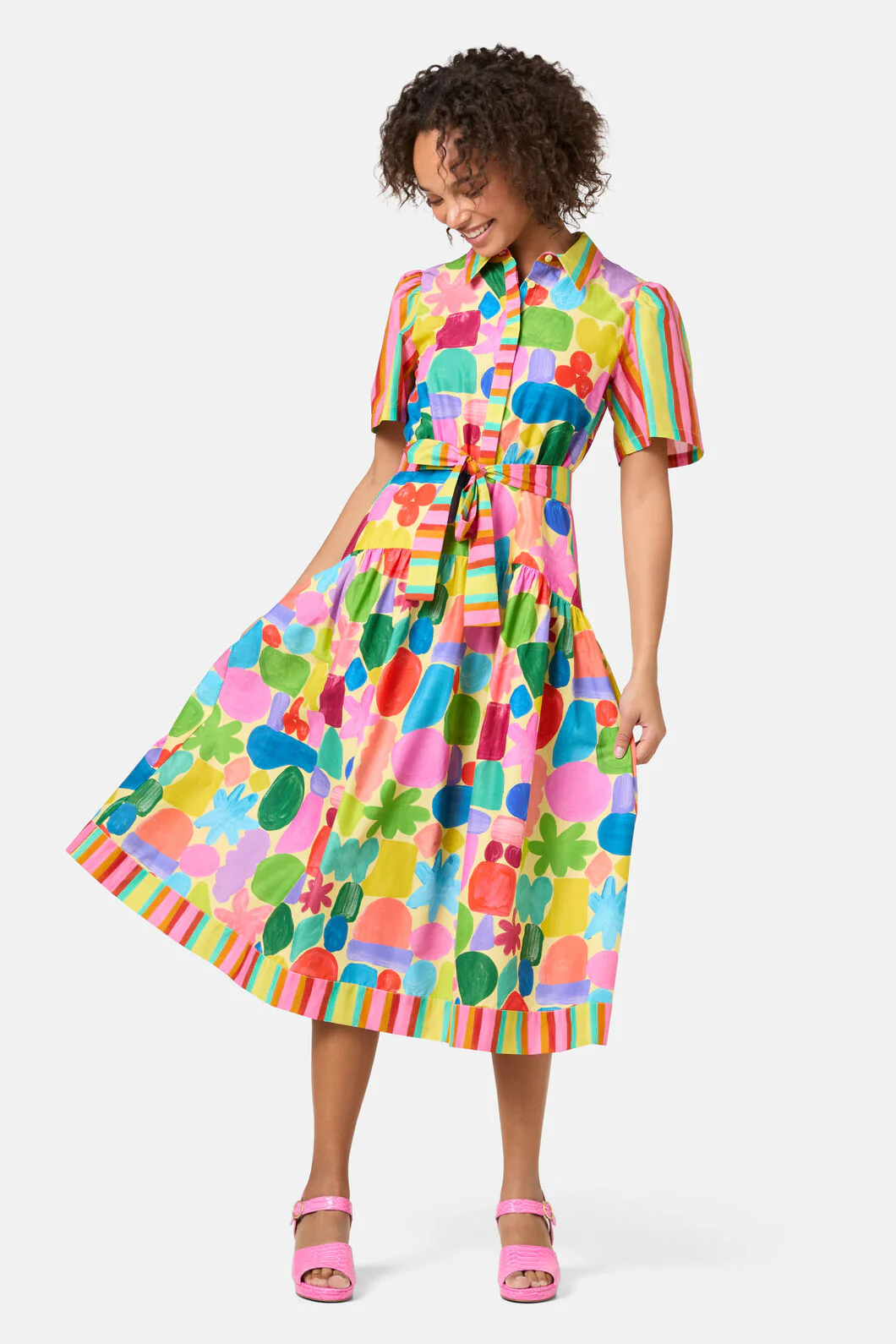 Stamp Your Feet Print Shirt Dress - Image 5