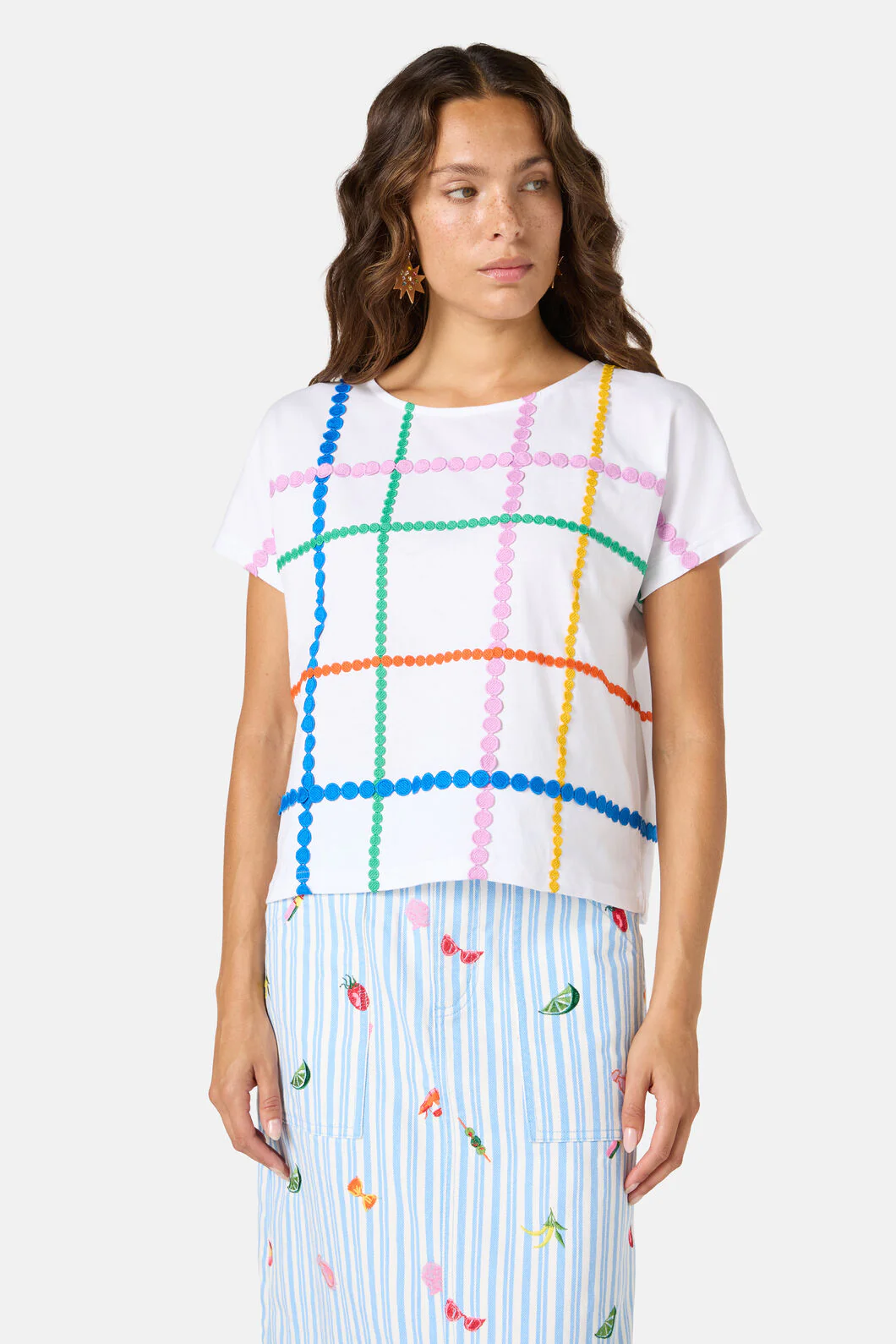 Stripe Embroidered Tee - Image 6