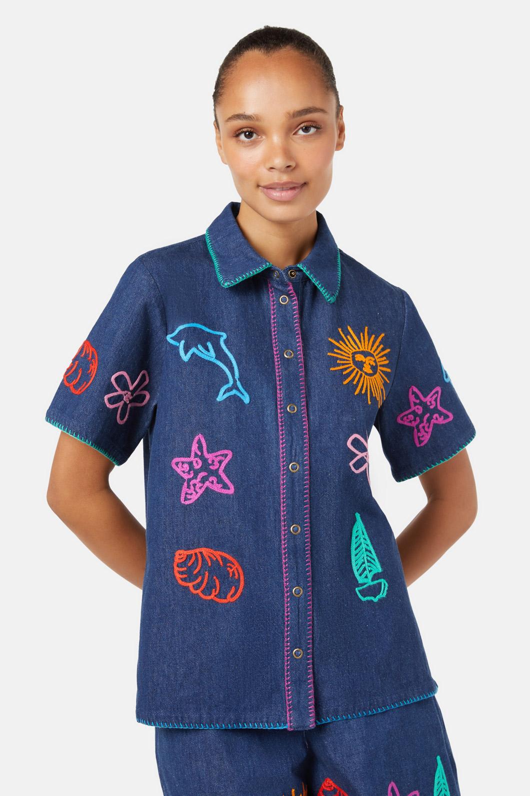 Taking Time Emb Denim Shirt - Image 2