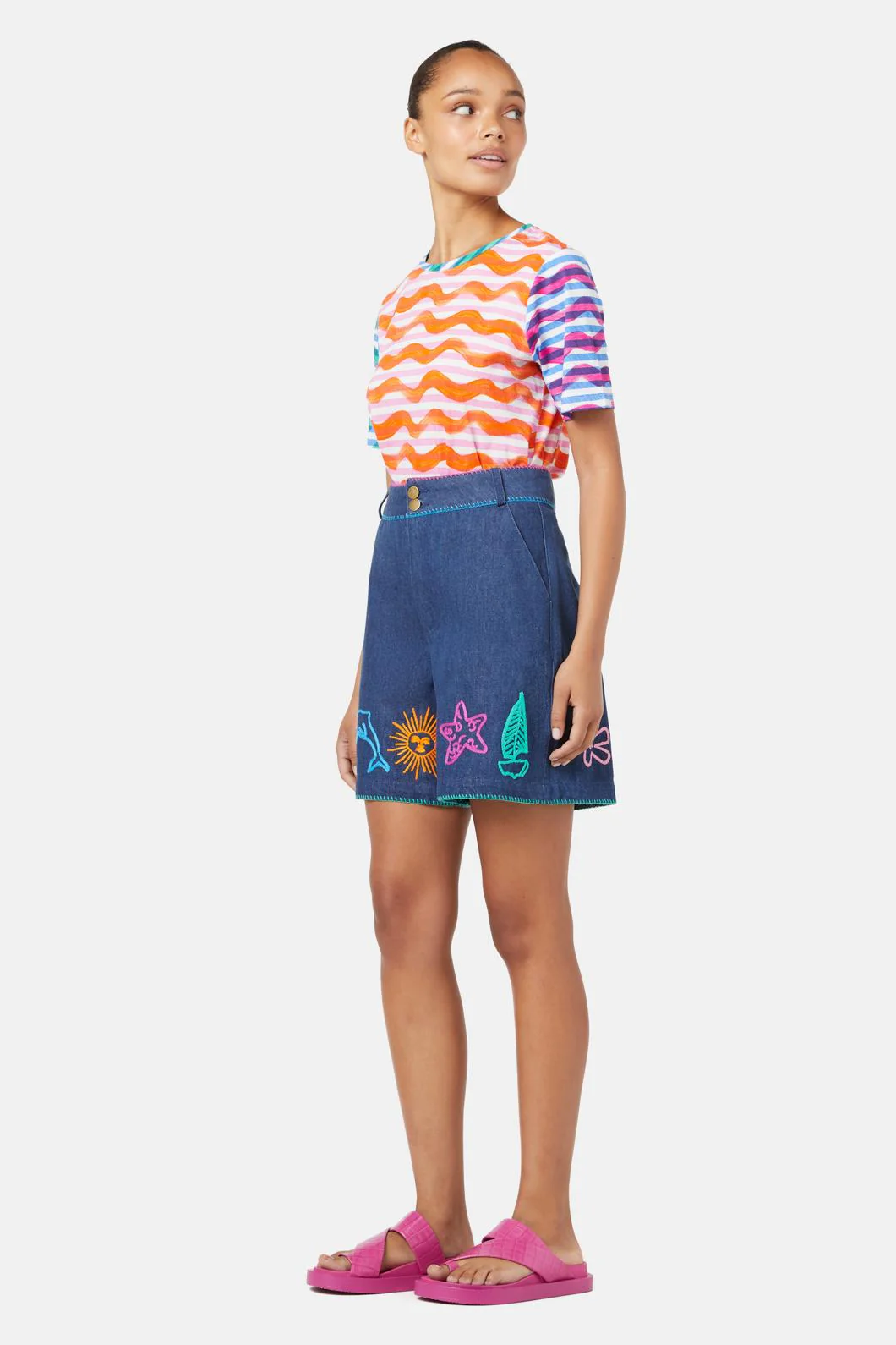 Taking Time Emb Denim Short - Image 2