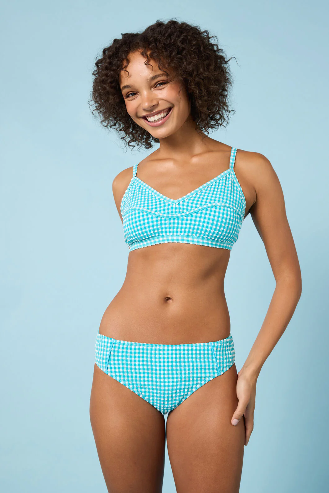 Tidal Tartan Gingham Bikini Top