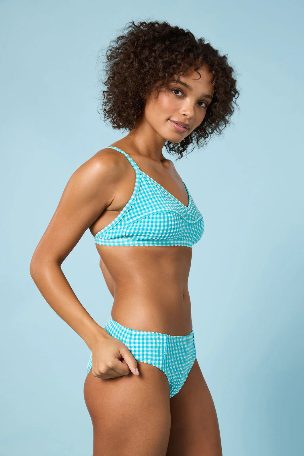Tidal Tartan Gingham Bikini Top - Image 2