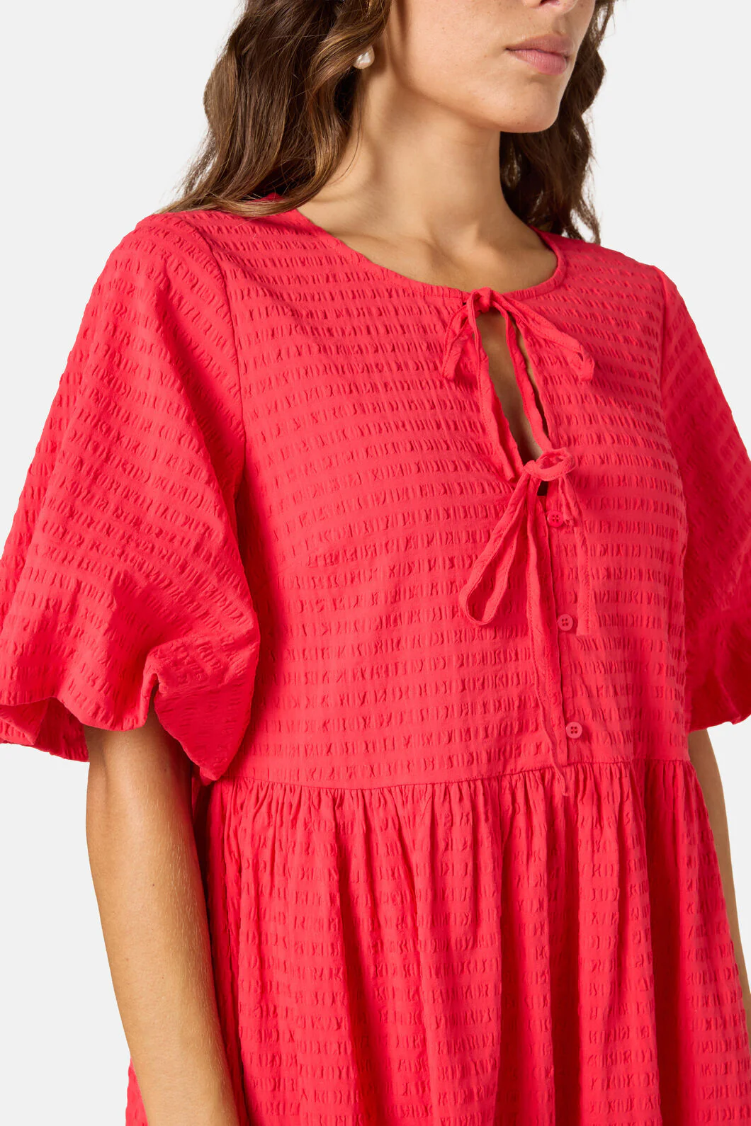 Tie Smock Cotton Dress - Image 10