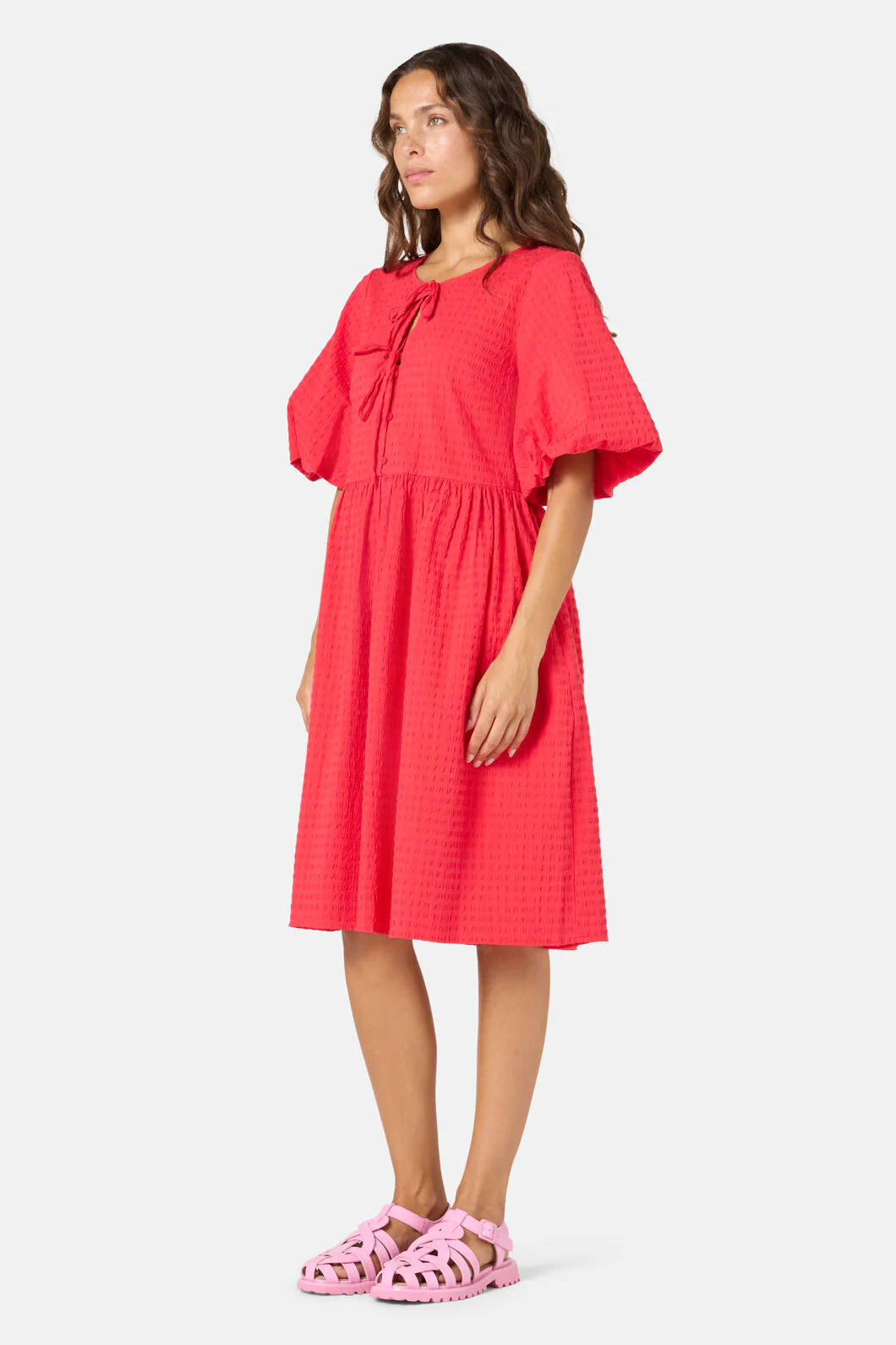Tie Smock Cotton Dress - Image 8