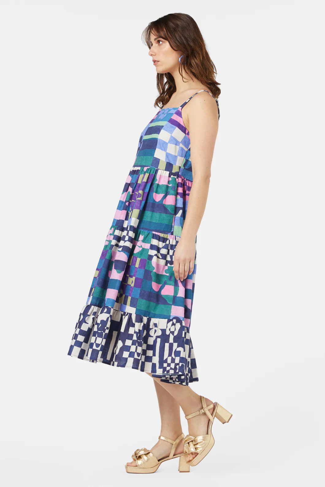 Tropic Check Tiered Dress - Image 3