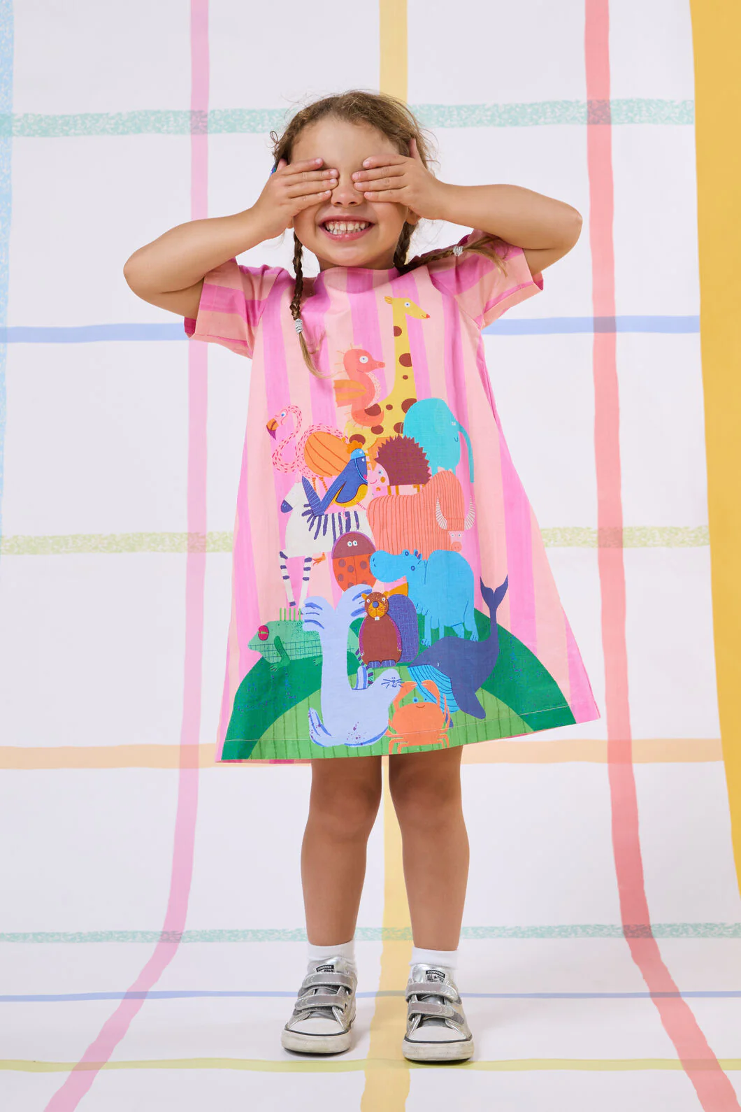 Zoo Stripe Kids Dress - Image 2