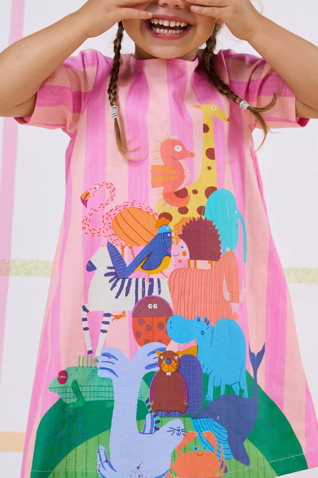 Zoo Stripe Kids Dress - Image 4